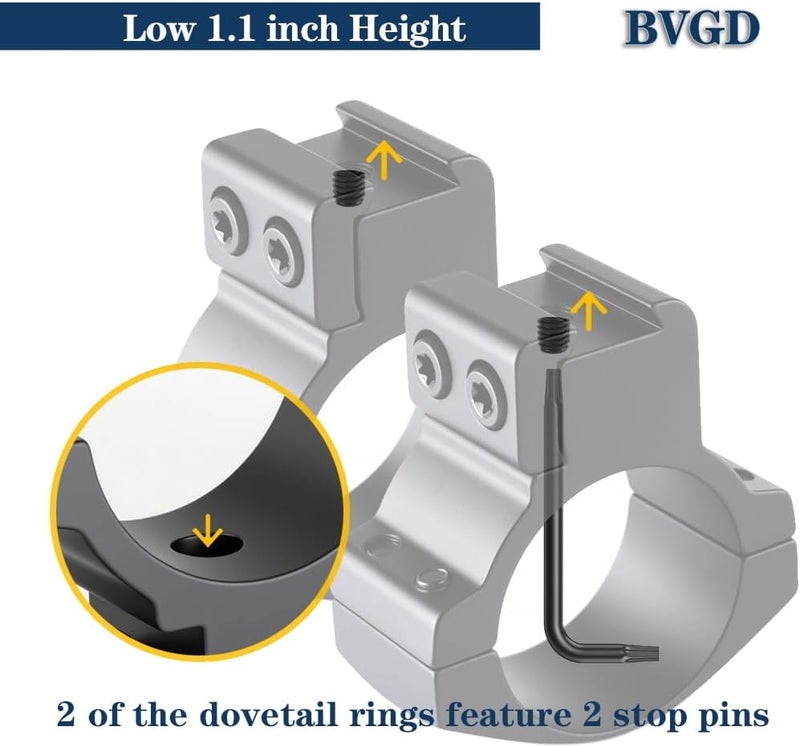 BVGD Store 30mm Dovetail Scope Rings, High Profile, Medium Profile and Low Profile 30mm Scope Mount Rings for 11mm Dovetail Rails - Image 3